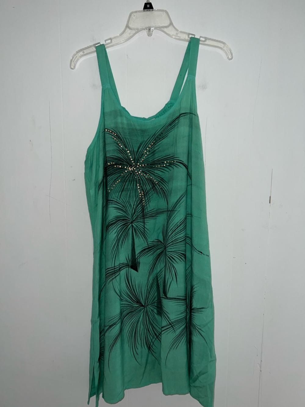 Raya Sun Teal Embellished Tropical Sleeveless Mini Dress Size M 0412265